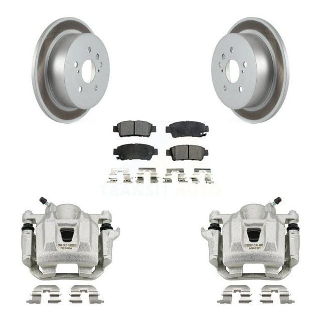 Transit Auto Rear Disc Brake Caliper Coated Rotors and Ceramic Pads Kit for Car 2004-2010 Toyota Sienna KCG-100289T