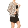 thumbnail image 4 of Womens Sequin Long Sleeve Front Zip Jacket with Ribbed Cuffs, 4 of 5