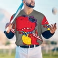 thumbnail image 6 of Daiia Dinosaur Super Hero Cartoon Mens Baseball Jersey Button Down Shirts Short Sleeve Sports Uniforms-Small, 6 of 9
