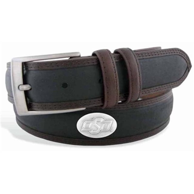 ZeppelinProducts OKS-BBLPS-BLK-36 Oklahoma State Concho Two Tone Leather Belt- 36 Waist