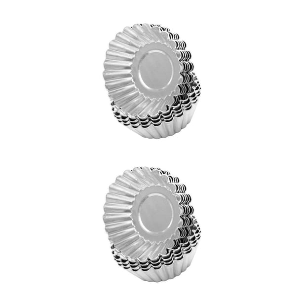 Billuyoard Moldes para tartas de huevo, utensilios de cocina de fondo plano reutilizables multiusos de aluminio, molde para taza para hornear, tienda, Tipo 1 2piezas Billuyoard CBP582524