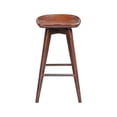 thumbnail image 2 of Contoured Seat Wooden Frame Swivel Barstool with Angled Legs, Dark Brown, 2 of 6