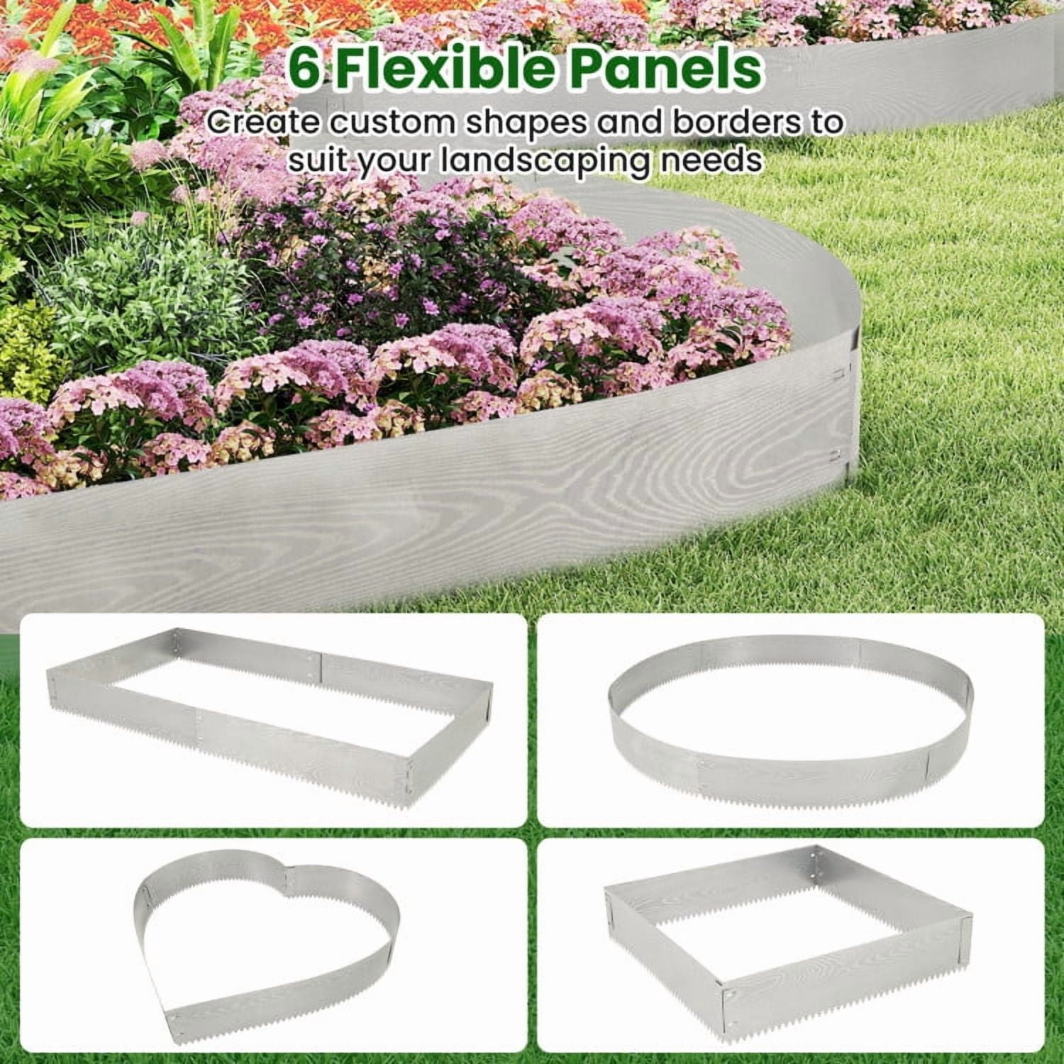 YYAo Raised Garden Bed,Outdoor Planter Box,6-Pack 20 FT Galvanized Metal Landscape Edging for Lawn