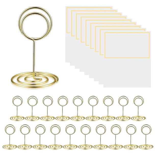 20 Soportes para Tarjetas de Mesa, Soportes para NúMeros de Mesa, Soportes para Tarjetas de Mesa, Imagen/Foto/Menú/Nota/Notas de Alambre de Metal Dorado