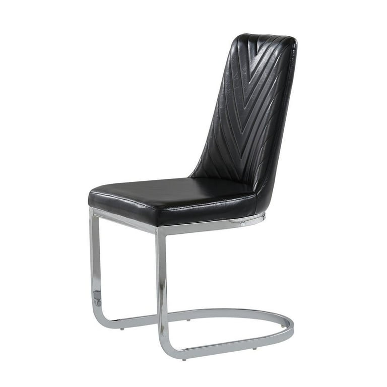 Set Of 2 Modern Black Dining Chairs With Horse Shoe Style Metal Base Set Of 2 Modern Black Dining Chairs With Horse Shoe Style Metal Base