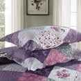thumbnail image 7 of Nordmiex 3-Piece Microfiber Quilt Sets Floral Patchwork Bedspreads Reversible Coverlet Sets (Queen, Purple), 7 of 7
