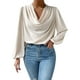 thumbnail image 5 of Camisa con cuello vuelto para mujer blusa elegante con cuello drapeado blusa sencilla y elegante, 5 of 6