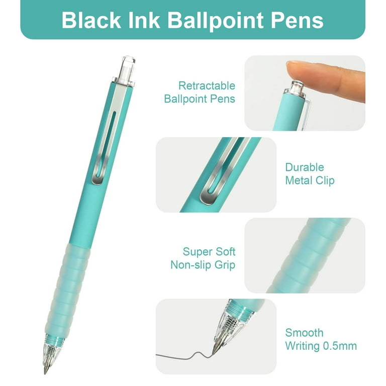 Ballpoint Pens,12 Count Black Ink Pens 0.5mm Journaling Pens Work Pens with  Super Soft Grip Retractable Ballpoint Pens for Men Women Students Teachers  Nurse School Supplies Office Pens Gift 