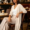 thumbnail image 5 of Gealkoca Solid Color Open Front Maxi Long Cardigan Sweater for Women Lightweight Long Sleeve Cardigan Oversized Long Coat Trendy, 5 of 7