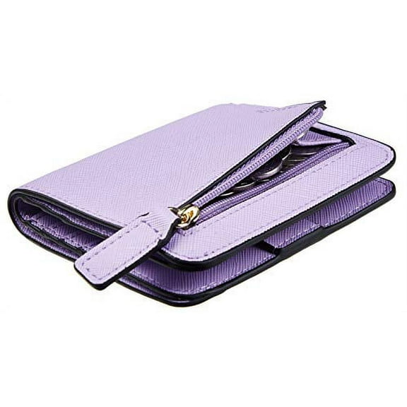 Toughergun Womens Rfid Blocking Small Compact Bifold Leather Pocket Wallet Ladies Mini Purse with ID Window (CH Light Purple)