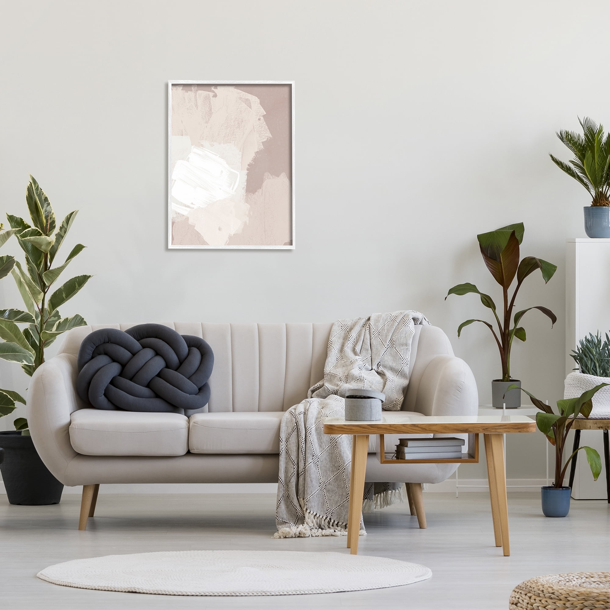 Stupell Industries Abstract Brush Strokes Collage Neutral Beige Tones Painting White Framed Art Print Wall Art, Design by June Erica Vess