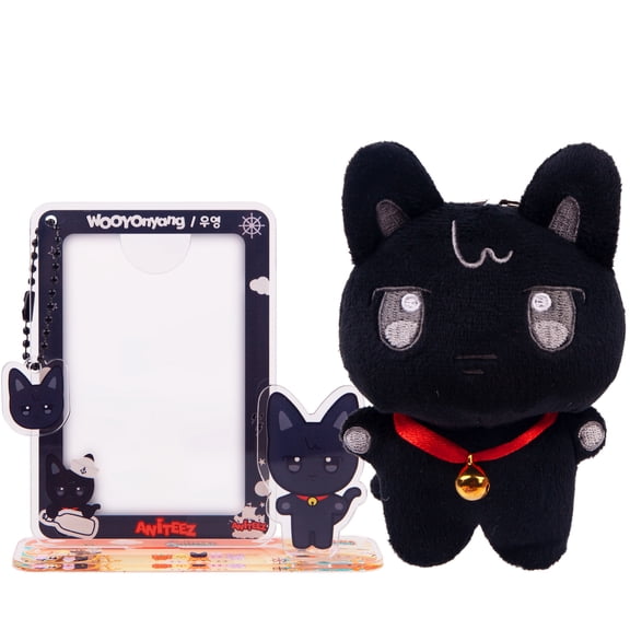 ATEEZ ANiTEEZ Collection Plush Keychain & Acrylic Stand Card Holder Set - Fits 3in Photocards (Member Assortment)