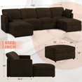 thumbnail image 4 of ACMEASE 110” Chenille 4 Seats Sofa W/2 Movable Ottoman, Modern Fabric U-Shaped Couch with Soft Backrest, Upholstered Sectional Sofa with Armrest Pillows for Living Room, Office, Brown, 4 of 7