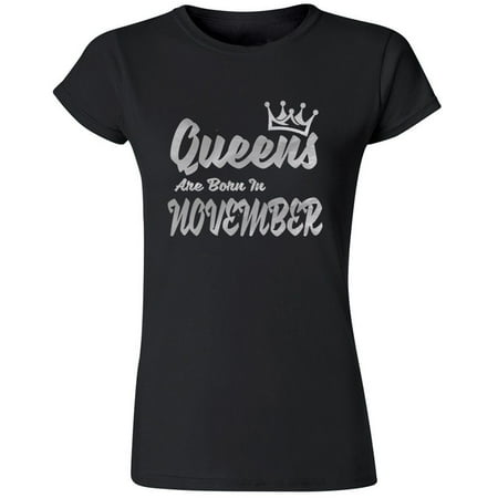 New GOLD Queens Are Born In November Months VNECK Tshirt Birthday Party Tee Shirt Size