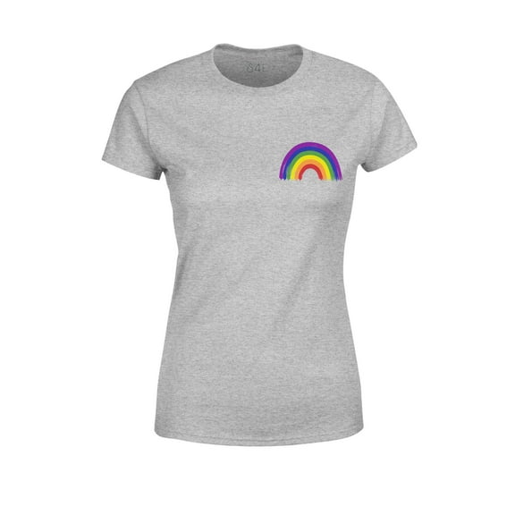 S4E Women's Rainbow Flag LGBTQ Gay Pride T-Shirt XXX-Large Sports Grey