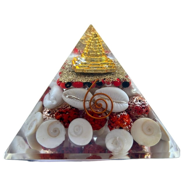 crystalmiracle Gomti Chakra 2.5" Orgonite Pyramid with Shree Yantra For Feng Shui Vaastu Home Office Gift