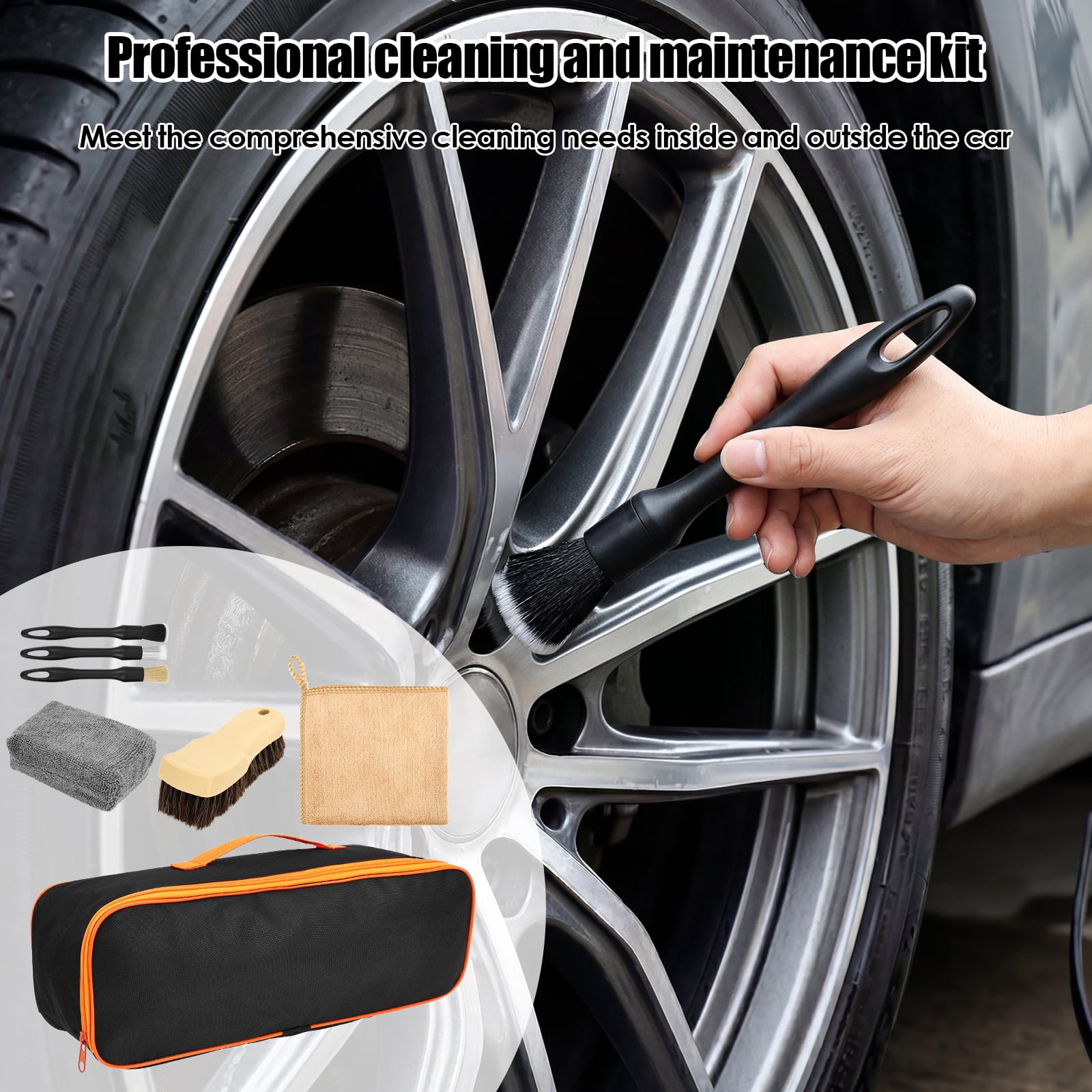 8Pcs Car Detailing Cleaning Kit Professional Car Interior Cleaning Brush with Microfiber Towel Automotive Detailing Brush for Interior Exterior Automotive