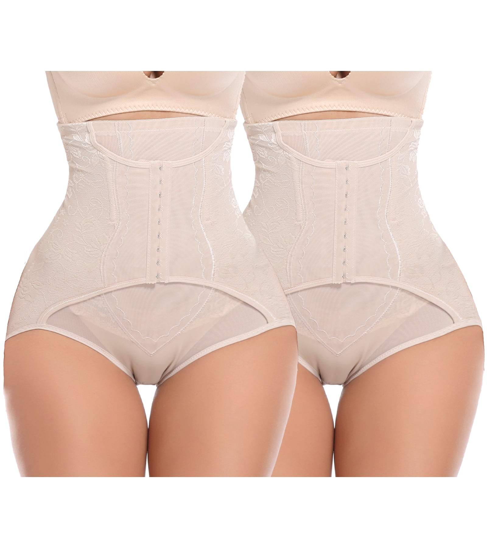 QRIC 2-Pack Tummy Control Panties for Women Shapewear Butt Lifter Short  High Waist Trainer Corset Slimming Body Shaper Underwear - Beige/Beige  (XS-3XL) 