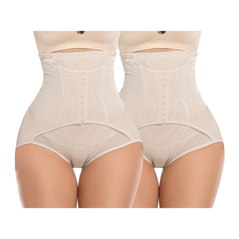 QRIC 2-Pack Tummy Control Panties for Women Shapewear Butt Lifter Short  High Waist Trainer Corset Slimming Body Shaper Underwear - Beige/Beige