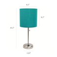 thumbnail image 3 of LimeLights Brushed Steel Stick Lamp with Charging Outlet and Fabric Shade 2 Pack Set, 3 of 7