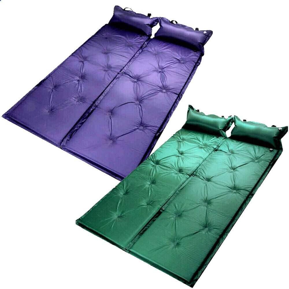 Single Self Inflatable Camping Mattress Roll Floor Mat Pad w/Pillow Sleeping Bed 