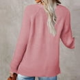 thumbnail image 7 of JGGSPWM Solid Crochet Knit Sweaters for Womens Fall Trendy Tops Button Up Henley V Neck Long Sleeve Pullover Cute Comfy Jumper Casual Elegant Sweater Pink XXL, 7 of 7