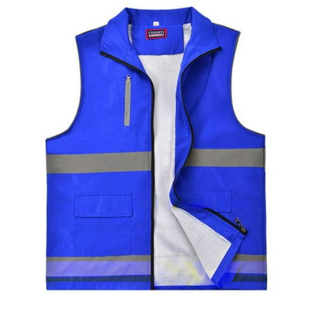 

GSKS Safety Vest Reflective Tape Mesh High Visibility Vest with Pockets and Zipper Heavy Duty Vest Made with Reflective Strips Outdoor Safety Vest 6 Size 6 Color