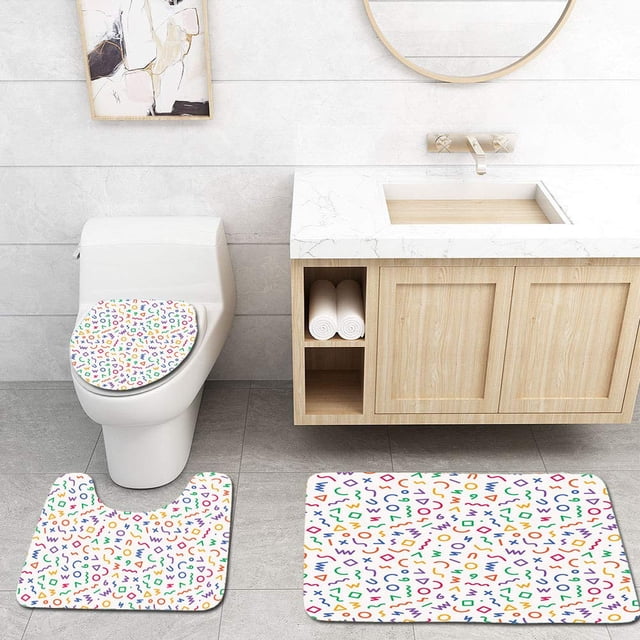 ABPHQTO Estilo sin costuras Juego de alfombras de baño de 3 piezas Alfombra de baño Alfombra de contorno y tapa de inodoro ABPHQTO Cont-CHAPPLE-10933