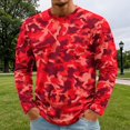 thumbnail image 5 of LNZGNM T-shirts for Men Long Sleeve Crew Neck Camo Comfortable Soft with Easy Care Tee Vacation Leisure Everyday,Red(XL), 5 of 8