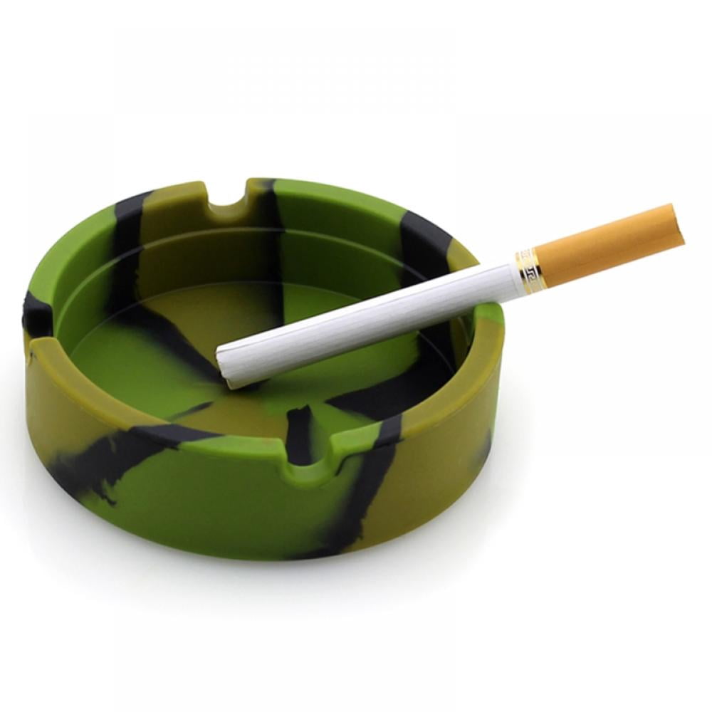cigarette plate holder ShengShi Eco-Friendly Round Ashtray Rubber Silicone Soft PLuminous Ash Tray  Holder Cigarette Holder Portable Pocket Ashtray Purple