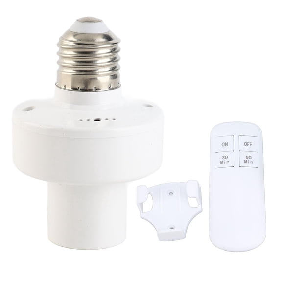 Suodoka Wireless Remote Light Socket with 30/60‑Minute Timer – E26/E27 Screw‑In Bulb Holder for Wall, Pendant & Table Lamps