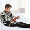 thumbnail image 6 of Naloa Ink Style Bald Eagle Men’s Pajamas Set - Long Sleeve Button Down Sleep Shirt and Pajama Bottoms Sleepwear Set-Medium, 6 of 7