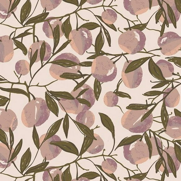 Purple peach fabric, Her & History Lindons Orchard by AGF cotton, Sold by the Quarter Yard