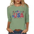 thumbnail image 2 of Zivyakyron Summer T Shirts for Women Everyday Independence Day Patriotic Lady's Top 3/4 Sleeve Loose Casual Clothes, 2 of 5