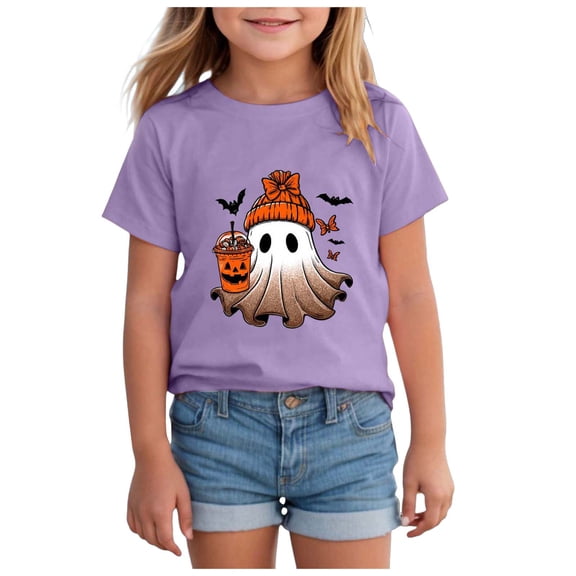 Toddler Halloween Shirts Tshirt for Girls Kids Funny Halloween Ghost Tee Tops Size 2-3 Years,Purple
