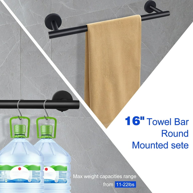 6-Piece Black Stainless Steel Wall Mounted Bathroom Accessories Sets