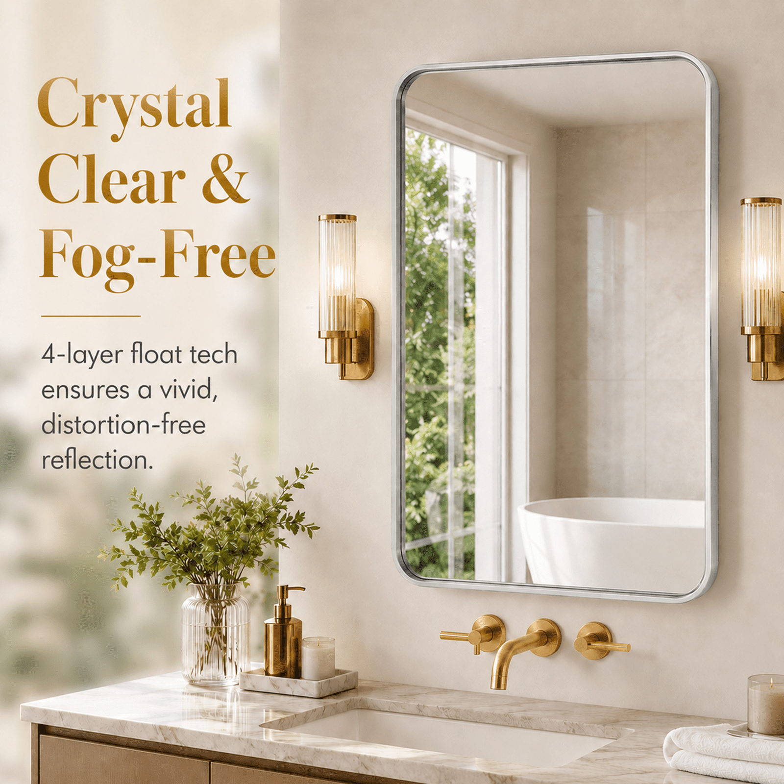 Alvantor Metal Framed Round Corner Vanity Bathroom Mirrors