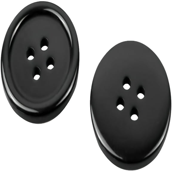 VANIDO 30mm Black 4 Holes Large Round Resin Sewing Buttons (15pcs)