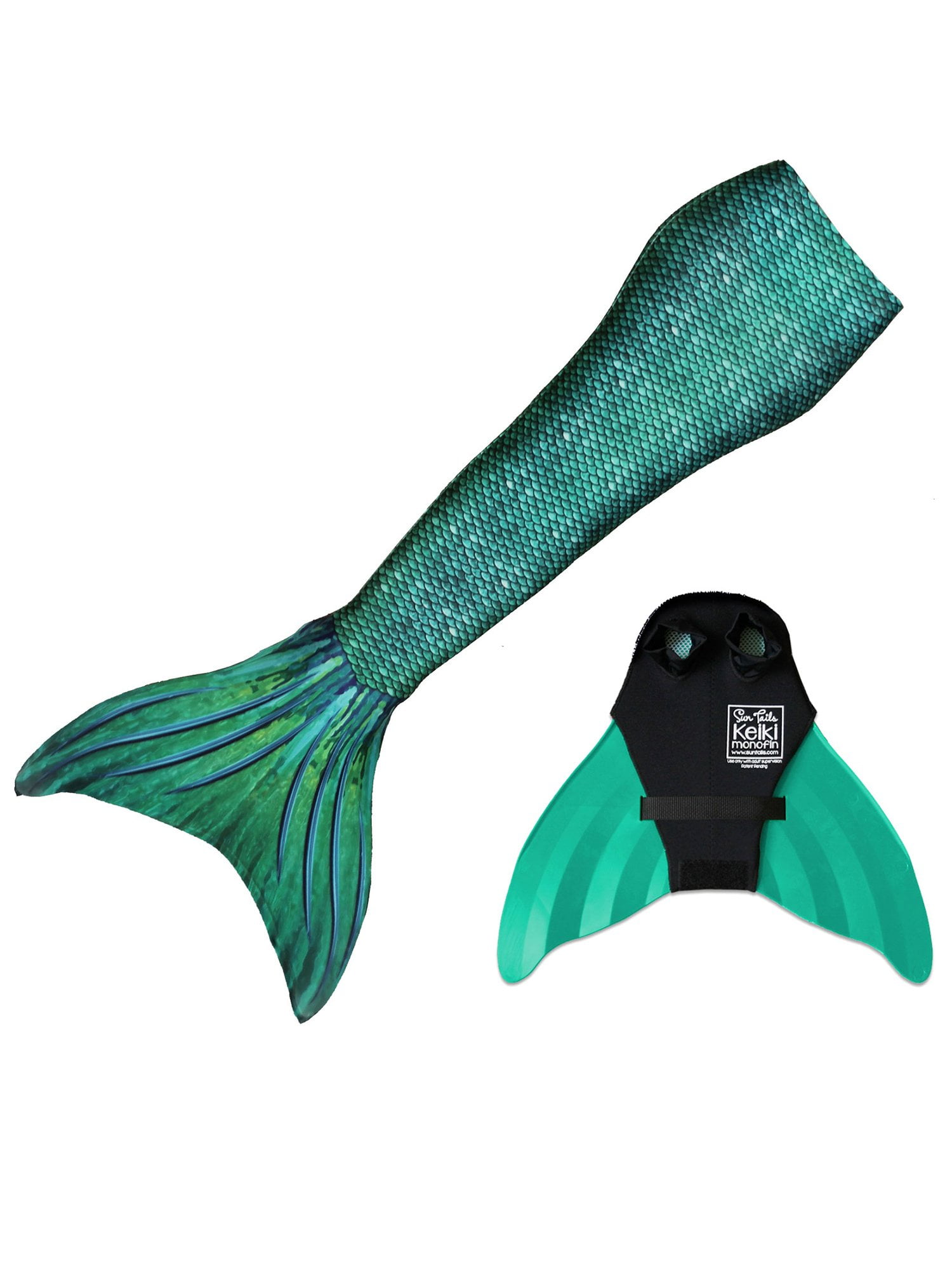 Sun Tail Mermaid Swim Set; Siren Green Mermaid Tail + Green Monofin for