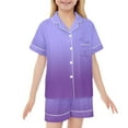 thumbnail image 3 of Kids Satin Pajamas for Girls Gradient Short Sleeve Button Down Top Shorts Set Girls Summer Pajamas 10-11 Pajamas Girls, 3 of 7