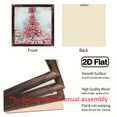thumbnail image 3 of 2D Flat, 1pc Rustic Christmas Wooden Wall Art Sign - Pink Christmas Tree Presents Painting with Roses, 8x8 Inch Wood Framed Decor for Home, Kitchen, Bedroom, Cocoa or Cafe - Perfect Holiday Gift, 3 of 7
