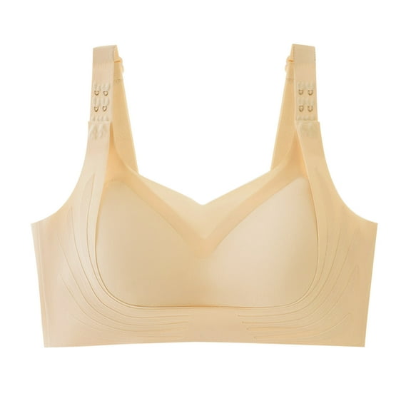 BangWanChi Womens Underwear and Bras Push up Women's Sexy Bra-thin Cup No Steel RingUnderwear Gathered Sleep Bra Beige L