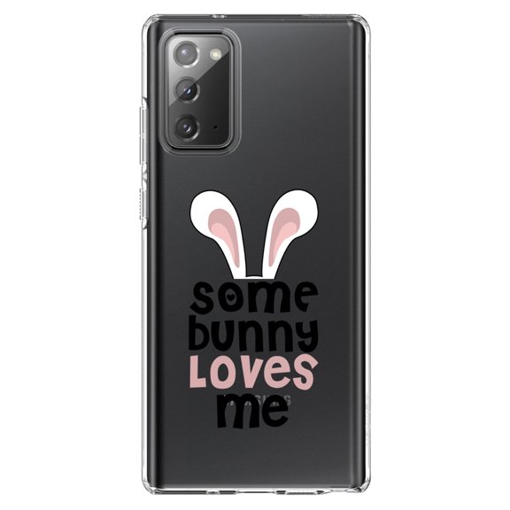 DistinctInk Clear Shockproof Hybrid Case for Galaxy Note 20 ULTRA (6.9" Screen) - TPU Bumper Acrylic Back Tempered Glass Screen Protector - Some Bunny Loves Me - Rabbit