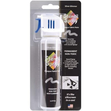 Stencil Spray Opaque Fabric Paint 2.5 Ounces-Silver Glimmer