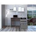 thumbnail image 2 of Dublin Three Drawer Computer Desk, One Shelf Light Gray, 2 of 7