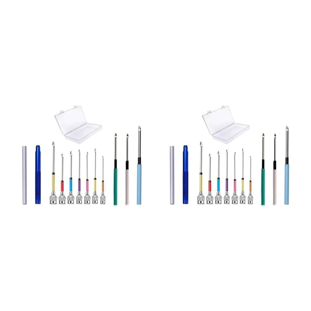 Justharion Wood Handle Punch For Anti-corrosion And Impact-resistant Stitching Round Edge Embroidery Type A 2Set