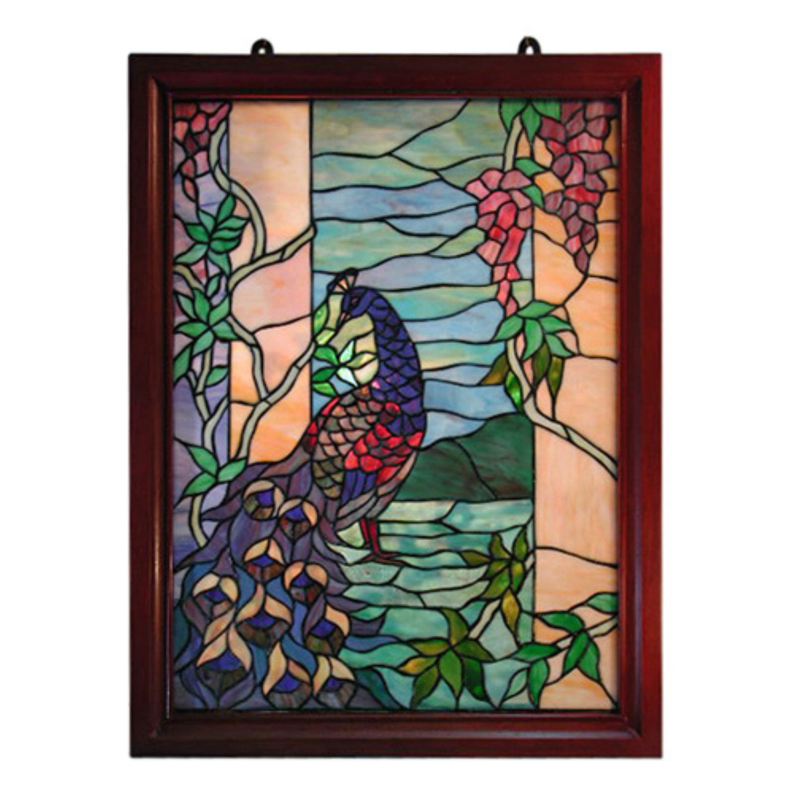 Famous Brand-Style Peacock Wood Framed Window Panel