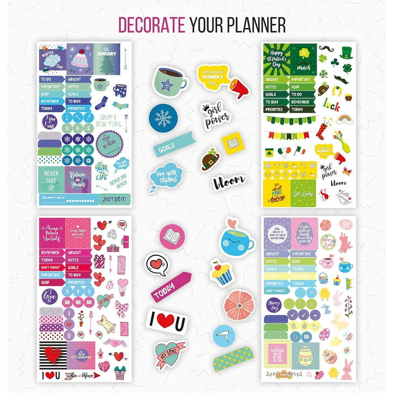 Expanded] Aesthetic Planner Stickers - Seasonal, Productivity & Decorative  Stickers for Women - 23 Sheets / 1397 pcs - Ideal for Journals, Calendars,  Planners 