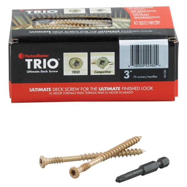 FastenMaster FMTRD003-75 Trio Vis de Pont Ultime Marron de 3 Po - Pack de 75 Pièces