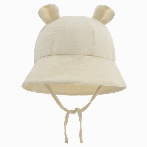 Boy And Girl Sun Hat Baby Bear Ears Fisherman's Hat Sun Hat Beach Cap For 3 To 12 Hat,3-12 Months,Beige Hat